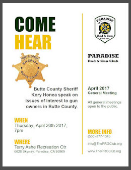 Poster for talk by Butte County Sheriff
